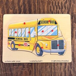 Melissa & Doug School Bus Wooden Peg Puzzle Preschool Toy